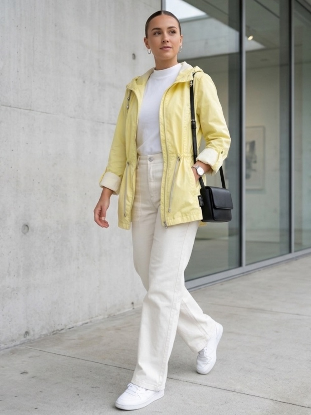Details Intl Parka In A Pocket Hooded Jacket Yellow Small Lightweight Rain Wind